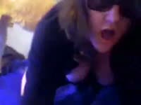 Hot body MILF gets her body licked by her horny dog